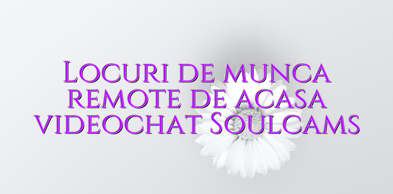 Locuri de munca remote de acasa videochat Soulcams